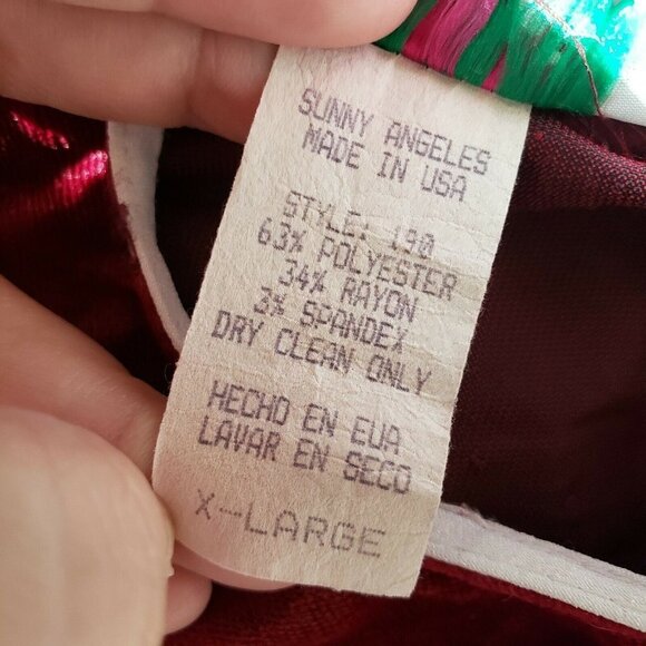 Vtg Sunny Angeles USA Plaid Christmas Large Collar Velour Circle Skirt Dress 4T - Picture 9 of 12